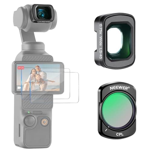 NEEWER Kit de Filtres pour Objectif Compatible avec DJI Osmo Pocket 3/4/Xtra Muse, Filtre CPL Magnétique, Objectif Grand Angle 0,75x, Champ de Vision de 108°, Accessoires de Protection d'écran, FL-B29