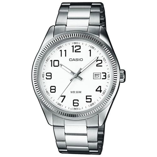 Casio - MTP-1302D-7B - Classic - Montre Homme - Quartz Analogique - Cadran Blanc - Bracelet Acier Gris