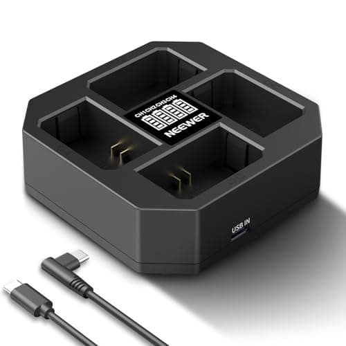 NEEWER Chargeur NP-FZ100 4 Canaux Compatible avec Sony A7 IV A9iii A1 A7R V A7Cii A6700 ZV-E1 FX3 FX30, Chargeur de batterie NP-FZ100 à Charge Rapide 45W PD avec Affichage, Câble USB C PD 60W, NW-Z4