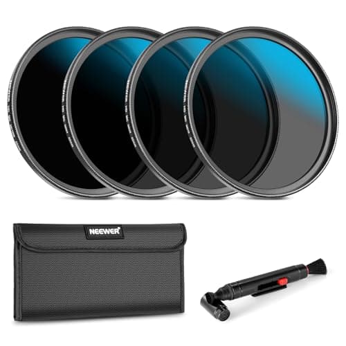 NEEWER Ensemble de filtres d'objectif ND 82mm, ND16/ND32/ND64/ND1000, stylo de nettoyage d'objectif, pochette de filtre,kit d'accessoires de filtre HD compatible avec Canon Nikon Sony objectifs Caméra