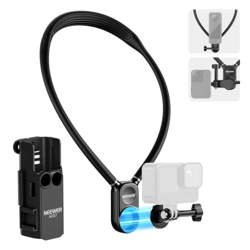 NEEWER Support de Cou Magnétique avec Cage Pocket 3, Flexible à Dégagement Rapide pour Caméra d'action Compatible avec GoPro Hero 13 12 11 Max DJI Action 5 Pro Insta360 Osmo Pocket 3, pour POV, GP39