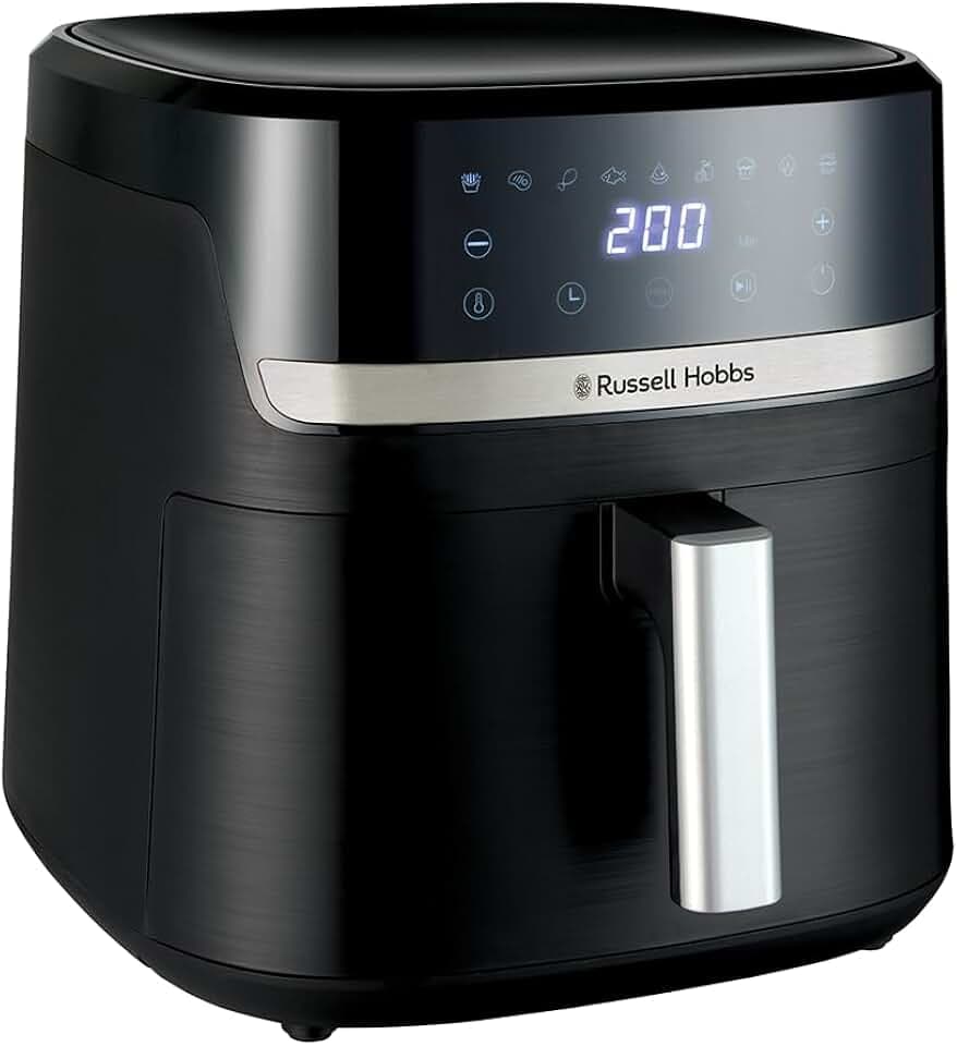Russell Hobbs Air Fryer XXL Satisfry 8,3 L, 9 Fonctions, 27632-56 | Friteuse Sans Huile pour 10 Personnes, Écran Tactile, Cuisson Rapide & Économe,Pièces Compatibles Lave‑Vaisselle, Noir/Argent GreenCircle Certified: Certified Energy Savings