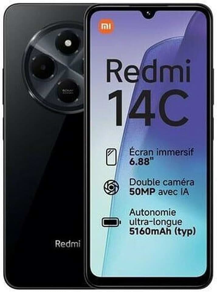 Smartphone Xiaomi Redmi 14C 6,88 Double SIM 256 Go Noir