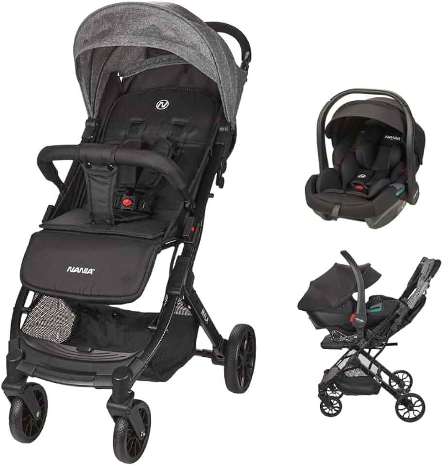 Nania Myla, Poussette combinée 2 en 1, compacte, et légère, de 0 à 4 ans, (22kg max) avec Siège auto Rimini Nania, 40-87 cm, (0-13kg), Protection Latérale, avec Insert de confort