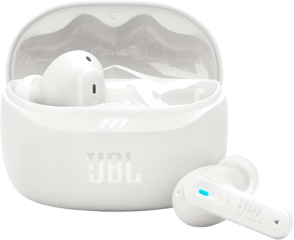 JBL Tune Beam 2, Écouteurs sans Fil avec Réduction de Bruit, Blanc | Bluetooth 5.3, 48 heures d'autonomie, Étanchéité IP54 , Son Pure Bass de JBL, Connexion Multipoint