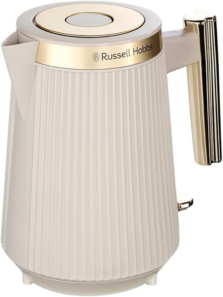 Russell Hobbs Bouilloire électrique [1,7L, 2400 W] Brontë (Gris pierre mat, bec verseur, indicateur niveau d'eau,enrouleur de câble,éclairage,ouverture automatique du couvercle,base 360°) 26751-70