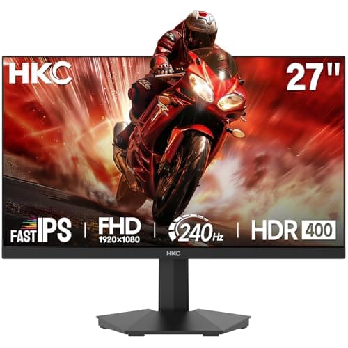HKC G27H3D 27 Pouces 240Hz Moniteur Gaming, Écran FHD (1920×1080) IPS Rapide, 1 ms MPRT, HDR400, 90% DCI-P3, Faible Lumière Bleue, 2× HDMI 2.0 & DP 1.4, VESA 100×100, Écran PC Gamer, Noir