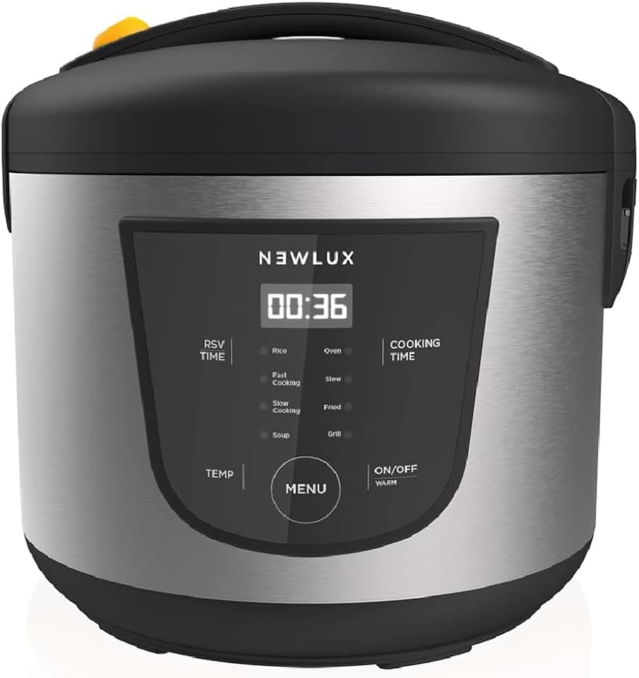 NEWLUX - Robot de cuisine multifonction 5L SmartChef V50 avec cuve antiadhésive, programmable 24h, 9 fonctions et 8 menus automatiques. Maintient au chaud pendant 24h, Noir