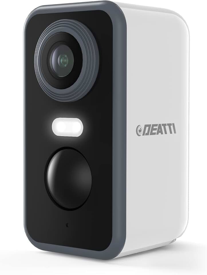 DEATTI 2K Camera Surveillance WiFi Exterieure sans Fil Batterie, IP Camera WiFi Intérieure, AI PIR Detection Mouvement, Vision Nocturne Couleur, Audio Bidirectionnel, SD/Cloud/IP66 Global Recycled Standard Certifié ClimatePartner
