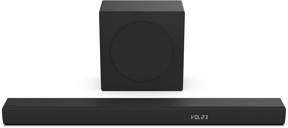 Hisense Barre de Son HS3100-3.1CH - Système Son Surround, 480W Puissance sonore, Caisson de Basse sans Fil 6.5”, Enceintes Satellites, Dolby Digital Plus et DTS Virtual:X, EzPlay et Bluetooth 5.3