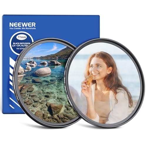 NEEWER Lot de 2 filtres CPL 77 mm + diffuseur de Brume Noire 1/4 en Verre Optique polarisant Circulaire et Effet cinématographique Doux pour Objectif d'appareil Photo