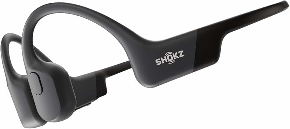 SHOKZ OpenRun Casque à Conduction osseuse, écouteurs Bluetooth Oreilles Libres pour Le Sport avec Micro, Casque sans Fil étanche IP67, 8 Heures d'autonomie, USB-C, Bandeau de Sport, Noir ClimeCo Certified