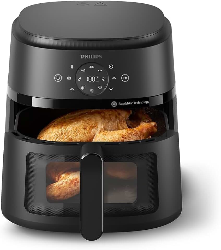 Philips Airfryer Série 2000 - Air Fryer 6.2L, 13 modes de cuisson, technologie RapidAir, jusqu'à 90% de matières grasses en moins, fenêtre de cuisson, écran tactile, Noir (NA230/00)