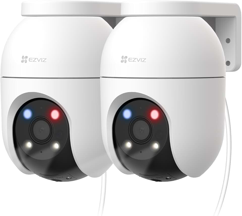 EZVIZ 2PK 3K Caméra Surveillance WiFi Extérieure à 360° avec Suivi Auto-Zoom,Détection IA Humaine/Véhicule,Vision Nocturne Couleur,Alarme Sonore & Lumineuse,Double Bande 2.4/5GHz WiFi 6, C8c 5MP 2PK