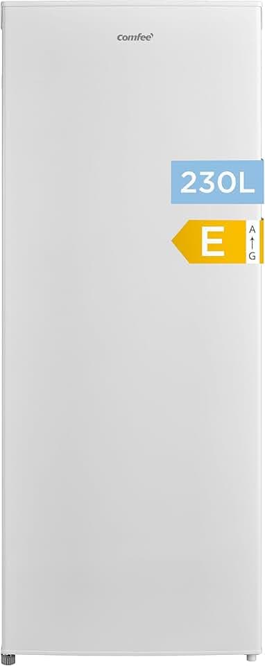 COMFEE' 230L Réfrigérateur 1 Porte, Frigo Compact, Blanc | Hauteur 142 cm, Pose Libre, Thermostat 1–10 °C, Éclairage LED, Porte Réversible, Clayettes en verre et tiroir pour légumes