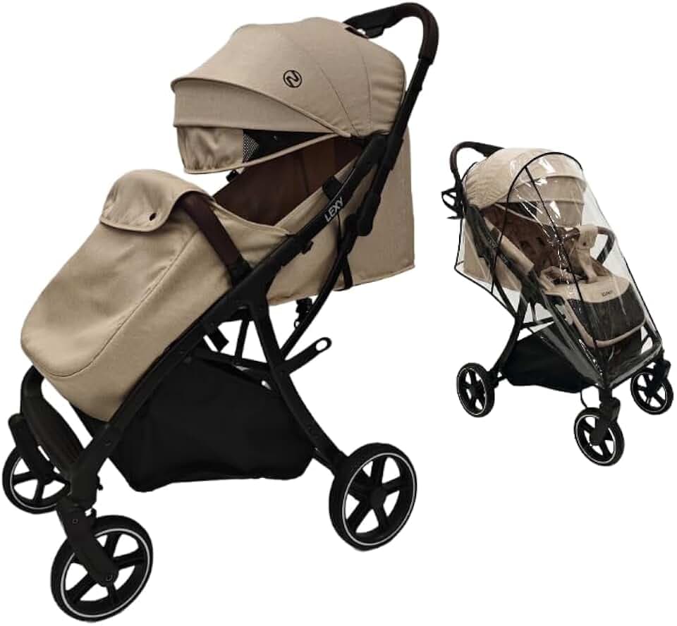 Nania Lexy, poussette citadine compacte, 0 à 4 ans (22kg max), légère (7,5 kg), poussette canne, inclinable d’une main en position allongée,Habillage pluie,couvre-jambe inclus