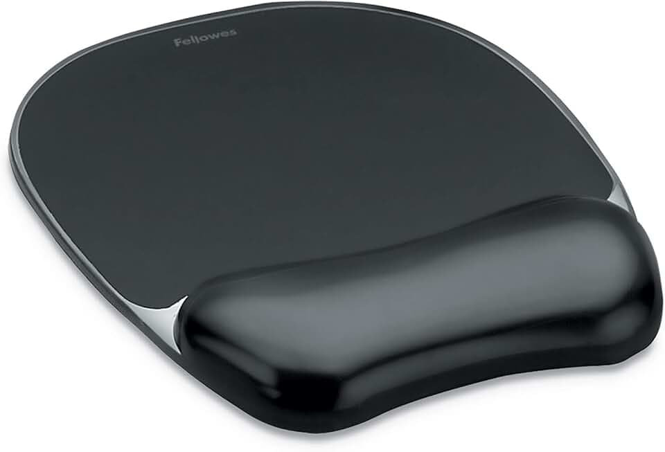 Fellowes Tapis de Souris Repose Poignet Crystal Gel, Tapis de Souris Ergonomique, en Gel Transparent Noir