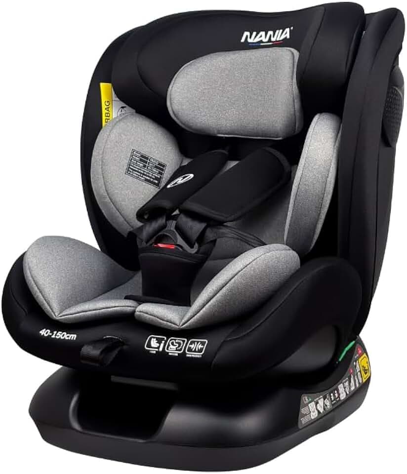 Nania Prato evol +, Siège auto enfant, I-Size, 40-150 cm, dos route jusqu'à 105cm, Evolutif naissance à 12 ans, Fixations ceinture de sécurité, Réglage de l'Appui-tête et de l'Inclinaison.