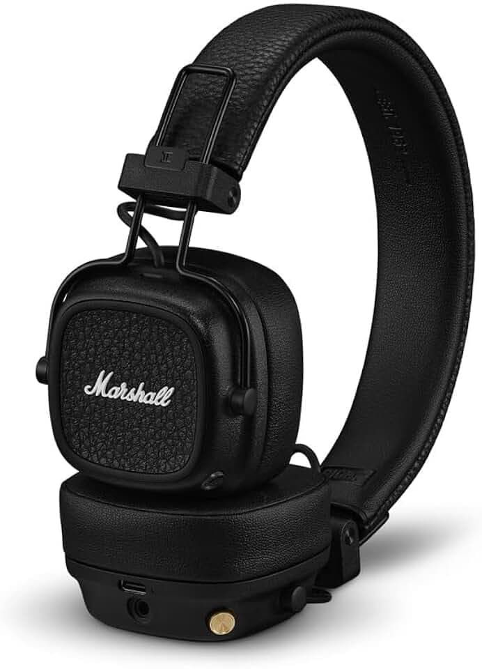 Marshall Casque Bluetooth Supra-auriculaire Major V, écouteurs sans Fil, Pliables, autonomie sans Fil de Plus de 100 Heures, Noir