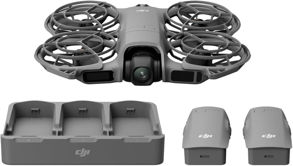 Bundle Fly More DJI Neo 2 (drone seul), drone caméra 4K, décollage & atterrissage de la main, contrôle gestuel, ActiveTrack, détection obstacles omnidirectionnelle, drone pour débutants, 3 batteries