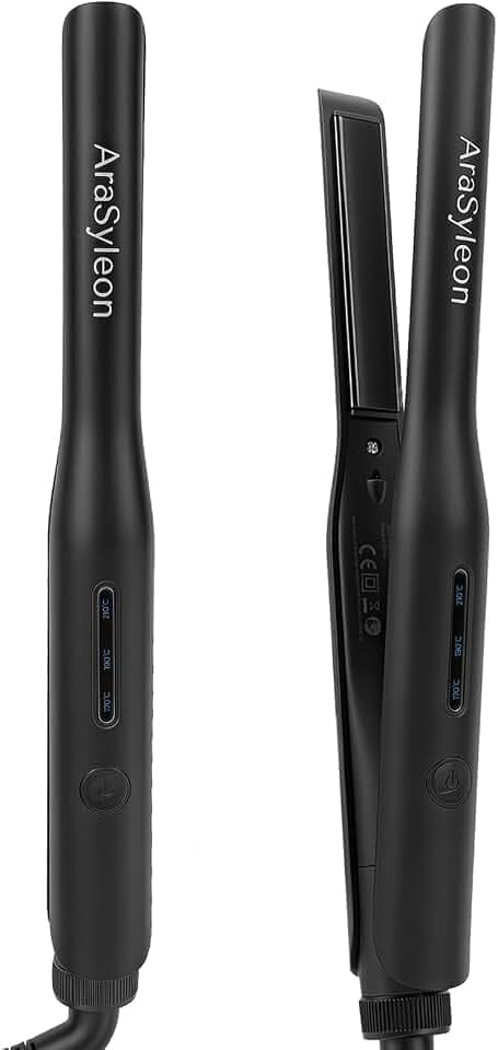 Lisse Cheveux Mini Fin À Ions 0,65 Pouces, Lisse Boucle 2 en 1 | Pour Coupe Pixie, Frange Et Barbe Homme, Chauffage Rapide PTC 170–210°C, Lisse De Voyage 220–240V Noir