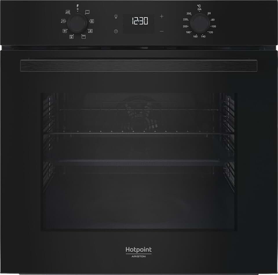 Hotpoint - HAO455CB Four Encastrable Catalyse 71L - Chaleur Tournante - Écran LCD - Programmes Automatiques et Minuterie - H 59,5 x L 59,5 x P 55,1 cm - Classe Énergétique A - Noir