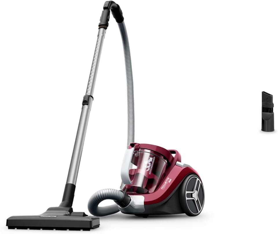 Rowenta Compact Power XXL Aspirateur sans sac, Moteur basse consommation de 900 W max, Haut niveau de filtration, Bac à poussière XXL 2,5 L, Compact RO4B23EA, Bordeaux