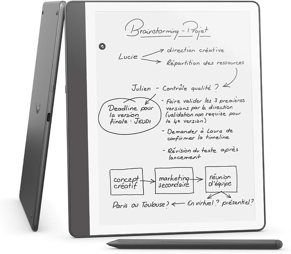 Amazon Kindle Scribe (64 Go) | Écran repensé avec bordures uniformes | Écriture dans les livres et documents | Stylet premium inclus | Gris tungstène