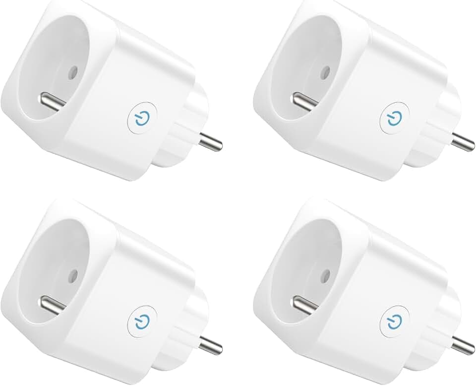 EIGHTREE Prise Connectée WiFi, Suivi de Consommation, 2,4 GHz Wi-Fi, 4-Pack | Prise Alexa Programmable, Compatible avec Alexa/Google Home, SmartLife APP, Contrôler le ventilateur/climatiseur, 16A 3680W