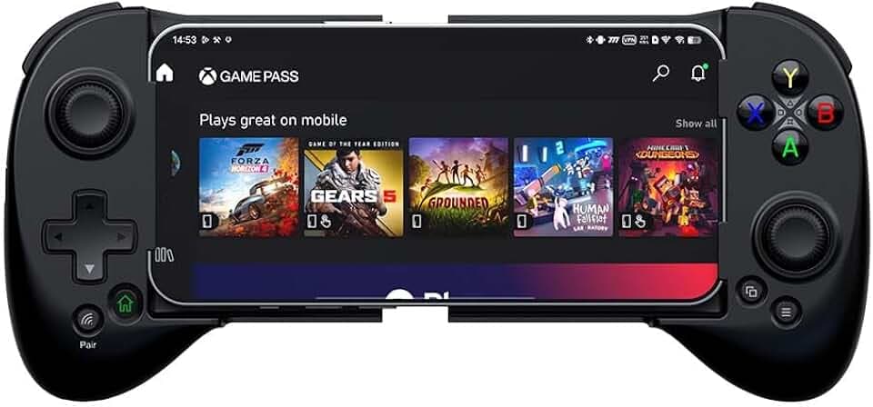 ShanWan Manette Smartphone Android/iOS, Manette de Jeu Mobile avec Hauteur du Joystick Réglable pour Xbox Cloud Steam Link GeForce NOW MFi Arcade Game (Ferreux)