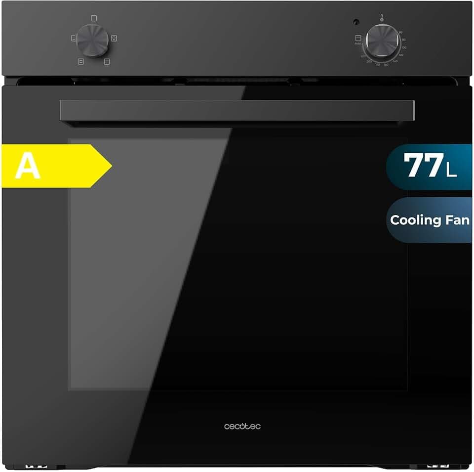 Cecotec Four Intégrable Bolero Hexa C126000 Dark Inox A 77 L. 2800W, 4 Fonctions, Mode Convection, Steam Base X2, Basse Consommation, Nettoyage Facile, 5 Positions