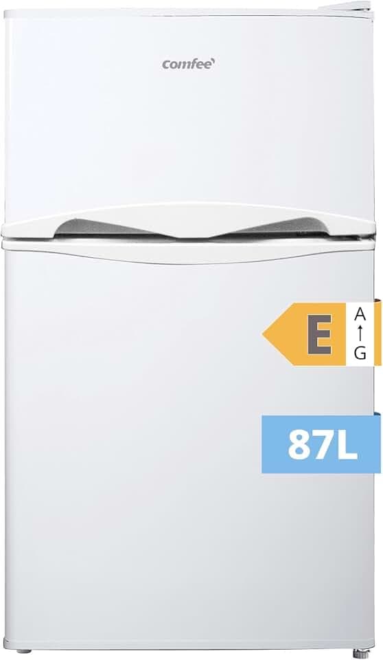COMFEE' RCT87WH2(E) Réfrigérateur Congélateur Sous Plan, Petit Réfrigérateur Congélateur 87L avec Éclairage, Étagères Amovibles, Thermostats Réglables, Portes Réversibles, Blanc [Classe Énergétique E]