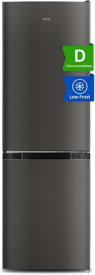 CHiQ CBM159LEBD Réfrigérateur congélateur bas157 litres (109 + 48) Low Frost, Faible bruit, Refroidissement rapide, Faible emcombrement | Congélateur 4 Étoiles, Éclairage Intérieur LED, Réglage Flexible, Charnière Porte Reversible, Largeur 47cm