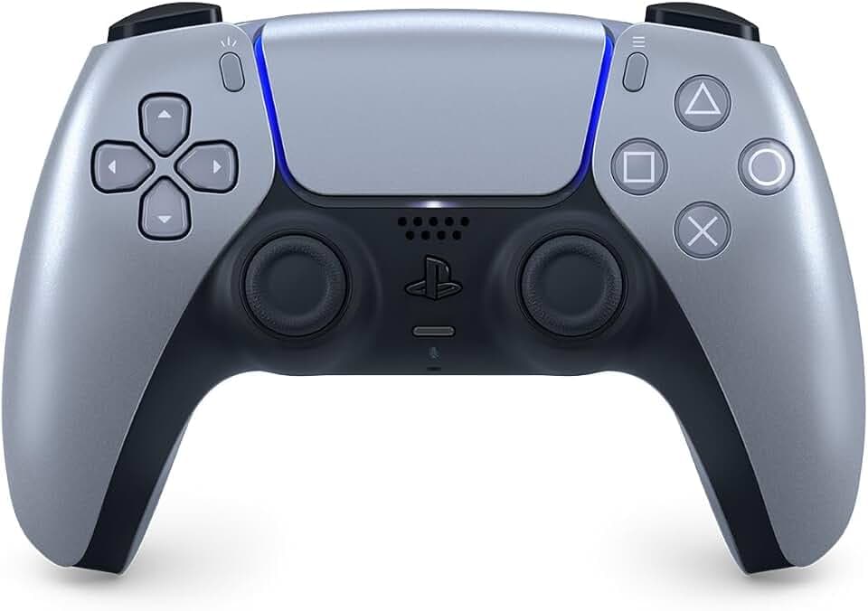 Playstation Sony, Manette 5 officielle DualSense, Sans fil, Batterie rechargeable, Bluetooth, Compatible avec PS5 et PC, Couleur : Sterling Silver