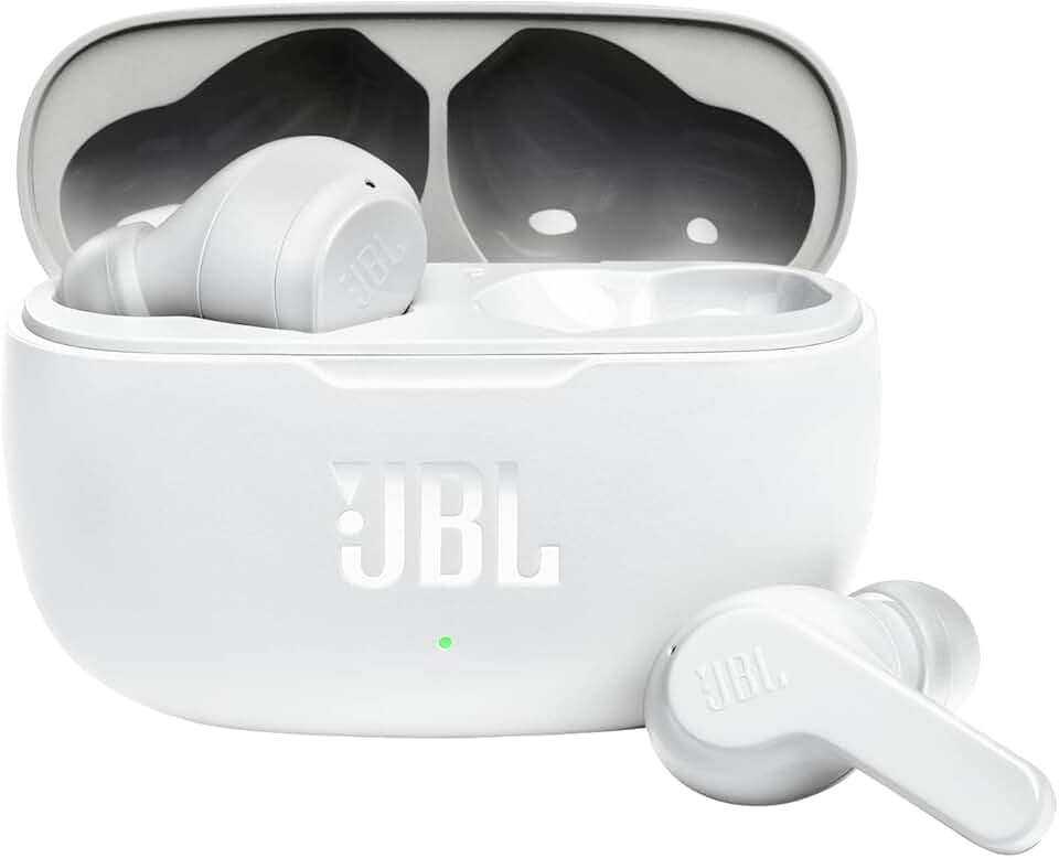 JBL Wave 200TWS – Écouteurs intra-auriculaires véritablement sans fil - Avec technologie Bluetooth et assistant vocal – Autonomie jusqu'à 25 hrs – Étui de recharge inclus - Blanc