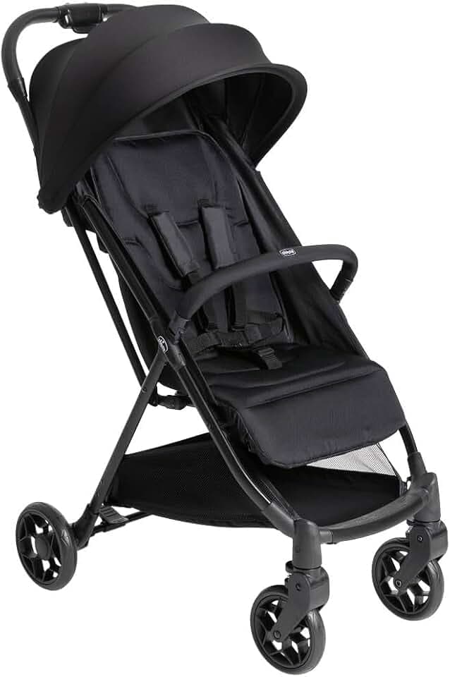 Chicco Poussette Urbino, 0 plus Mois - 22 Kg, Poussette Bebé Légere et Compacte, Confortable, Pliage d'une seule main, Capote Extensible avec Protection Contre la Pluie UV50 Plus, Repose-Jambes, Noir