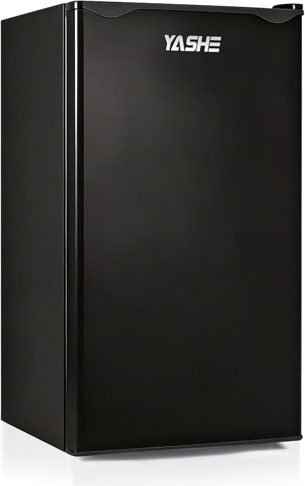 YASHE 92L Petit Frigo avec Congélateur, Porte-Bouteilles Intégré Compact, Énergétique, Silencieux, Porte Réversible, Thermostat Réglable, pour Chambre, Bureau, Cuisine et Dortoir, Noir