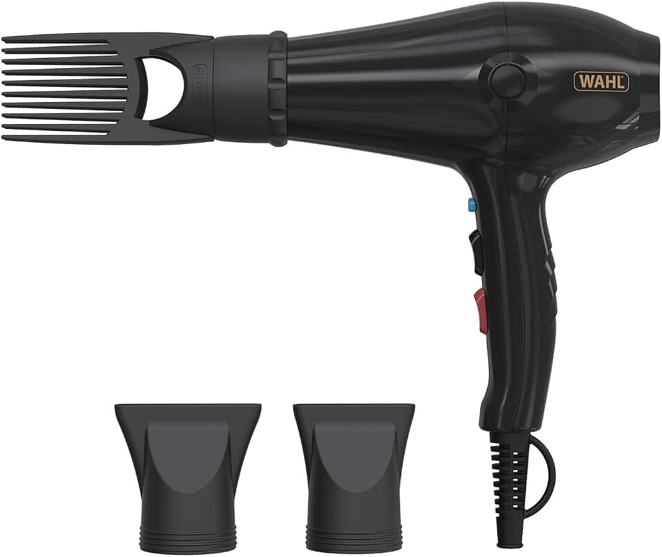 Wahl Powerpik 5000 Sèche-cheveux avec peigne afro pour coiffures afro | Sèche-cheveux avec embout « Pik », jet d’air froid, cheveux afro-caribéens, trois réglages de chaleur, séchage anti-frisottis