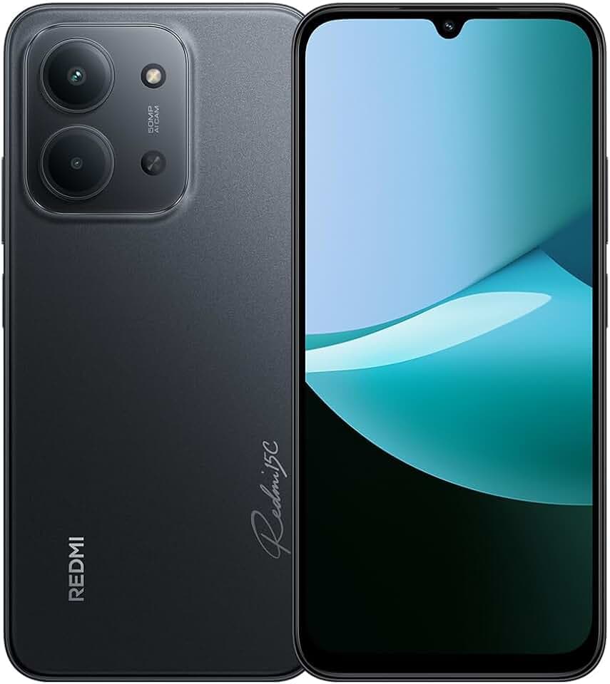 XIAOMI Smartphone Redmi 15C 4G, Noir, 4 Go + 128 Go, Batterie Massive de 6000 mAh (typ), écran 6,9 Pouces, système Double caméra AI 50 MP, Charge Turbo 33W, avec Chargeur, NFC Non Pris en Charge