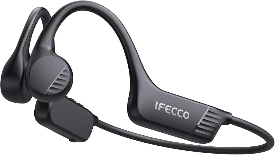 IFECCO Casque Conduction Osseuse Bluetooth 6.0 – IP67 Écouteurs | Conduction Osseuse avec Micro, Casque de Sport Sans Fil à Oreille Oouverte pour Le Cyclisme, la Course à Pied, la Randonnée