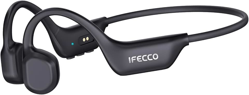 IFECCO Casque Conduction Osseuse Bluetooth 6.0, IP67 Écouteurs à Conduction Osseuse Open Ear Casque de Sport sans Fil avec Micro pour Course à Pied, Sport, Cyclisme, Fitness Global Recycled Standard