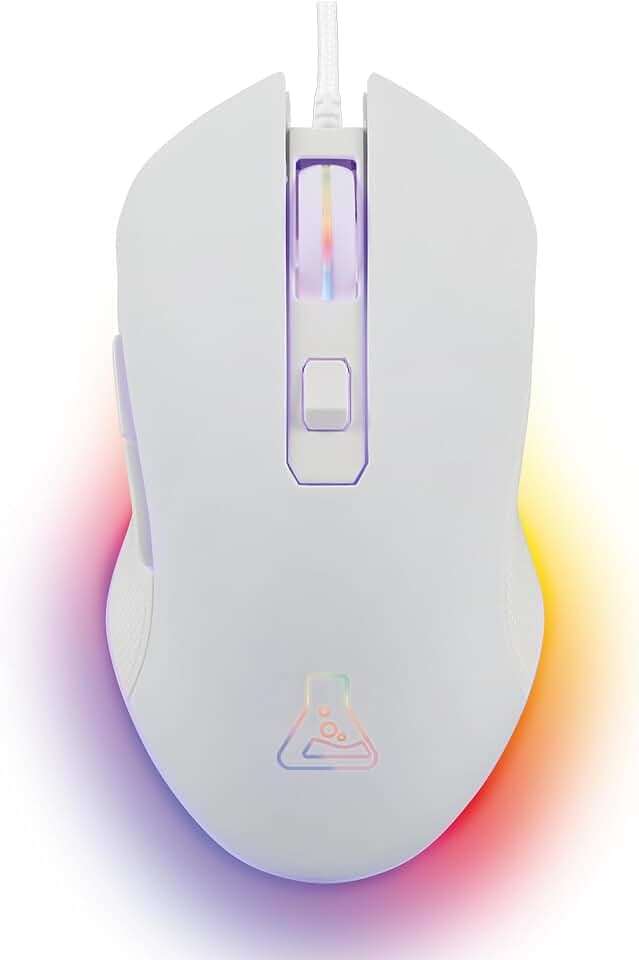 The G-Lab - Kult Helium - Souris Gamer Blanche Filaire USB - Capteur Optique 800 à 6400 DPI, Rétroéclairage 7 Couleurs, 6 Boutons - Souris Gaming Blanche Ultra réactive - Compatible PC/PS4/PS5 - New