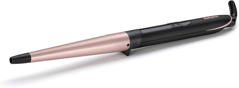 BaByliss Boucleur manuel conique Rose Quartz - Cylindre conique en céramique de 25 à 13mm, Pour des boucles et un wavy naturels, 6 réglages de température de 160°C à 210°C , Noir et rose, C454E