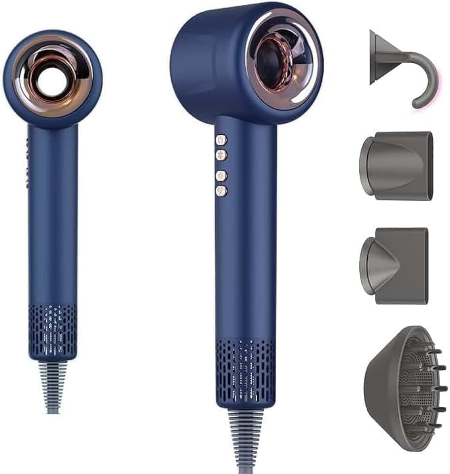 Sèche-cheveux ionique professionnel – Compact, puissant, léger et silencieux – Diffuseur boucles, brushing, air froid – Multifonction, accessoires inclus, garantie 2 ans