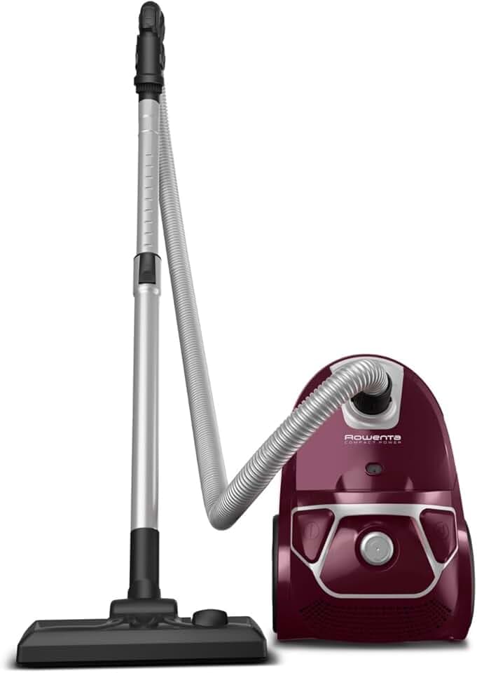 Rowenta Compact Power Aspirateur avec sac, Moteur basse consommation de 900 W max, Compact, Haute filtration, Capacité 3 L RO3969EA, Aubergine