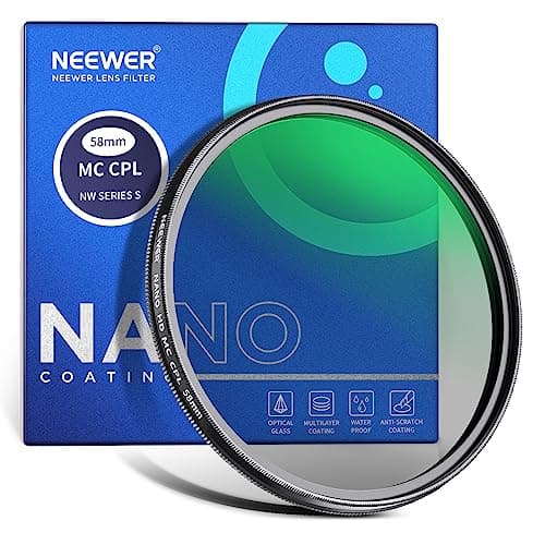 NEEWER 58mm Filtre Polarisant,24 Couches Filtre Polarisant Circulaire MC CPL avec Verre Optique HD/Ultra Fin pour Objectif de Caméra,Réduit la Réflexion/Améliore Le Contraste/Réduit l'Éblouissement