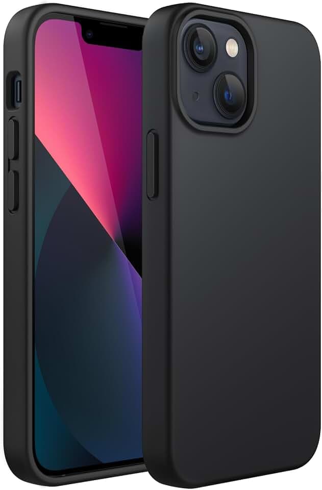 JETech Coque en Silicone pour iPhone 13 6,1 Pouces, étui de Protection Complète du Corps au Toucher Soyeux, Housse Doublure Douce en Tissu Microfibre, Anti-Chocs (Noir)