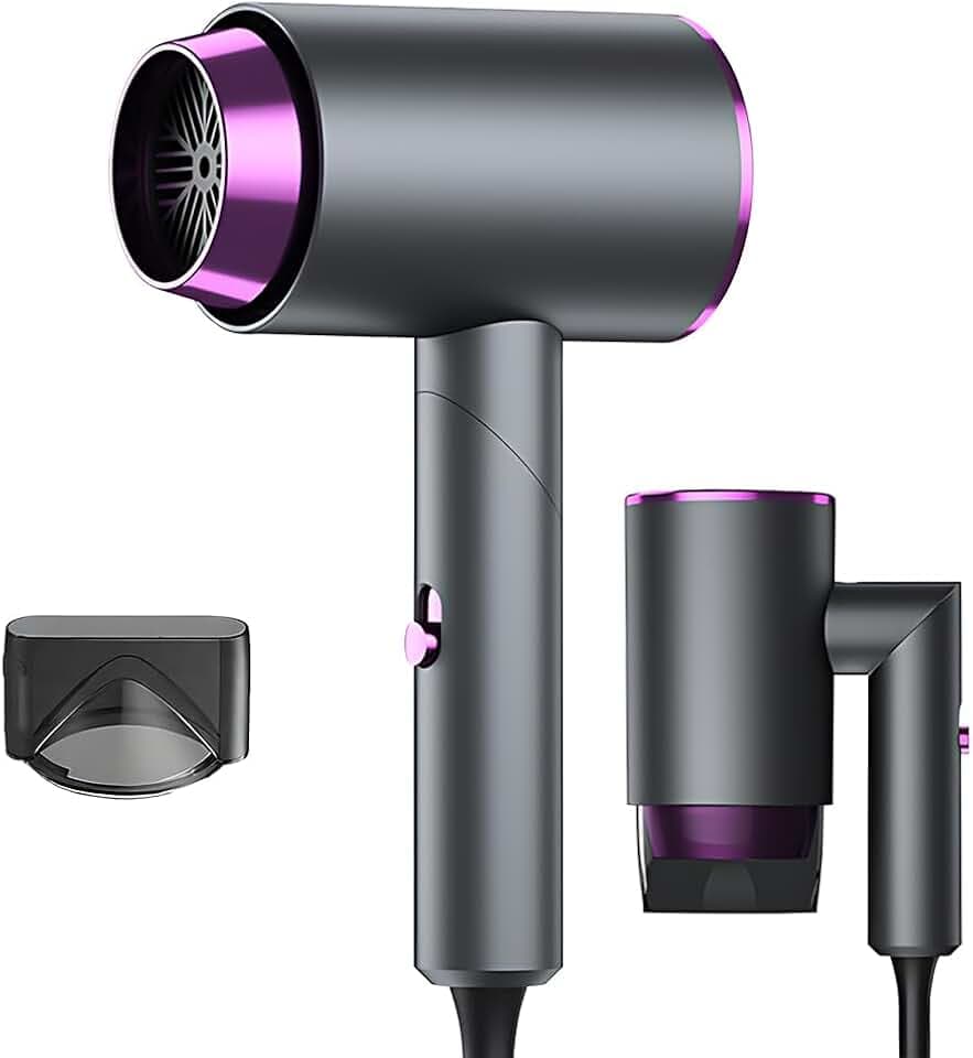 Seche Cheveux Voyage, Mini Seche Cheveux Ionique avec 3 Vitesses et Concentrateur, 800 W Sechoir Cheveux Pliable Hair Dryer, Sèche-Cheveux Ionique pour la Maison, Voyages et Salons de Coiffure