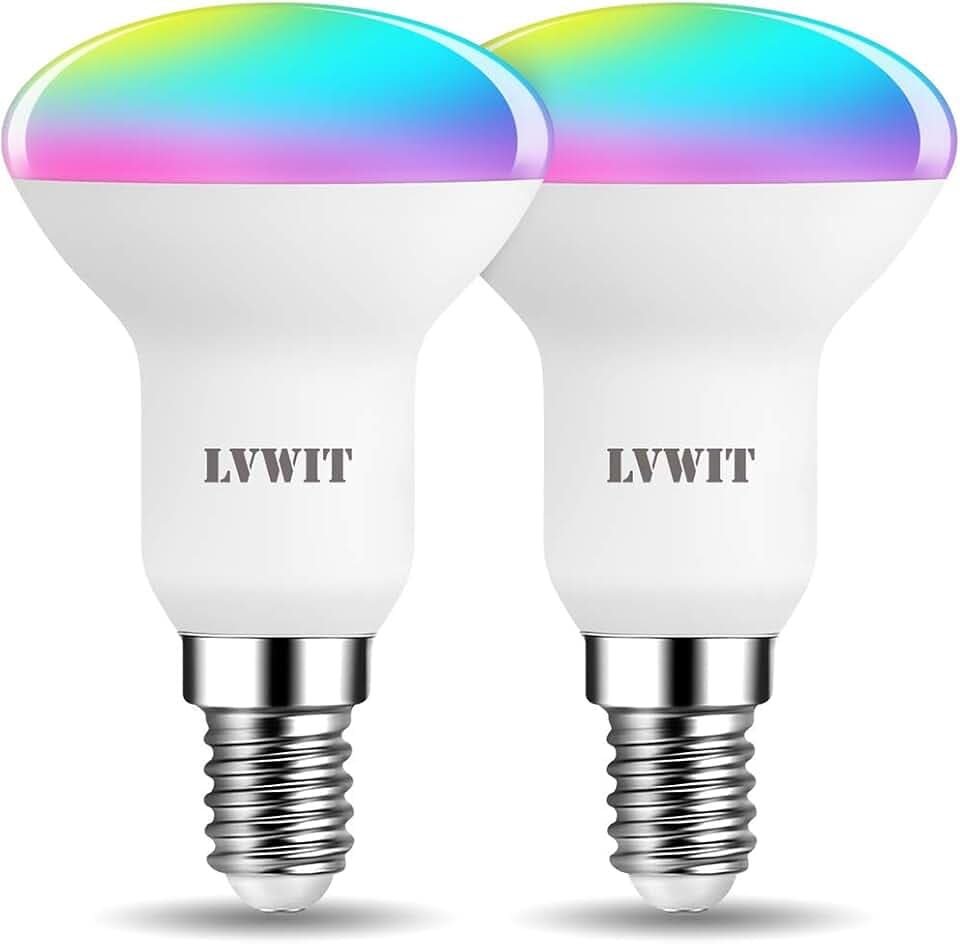 LVWIT 4.9W Ampoule Connectée E14, Smart R50 Ampoule LED Avec WIFI 470LM, Remplace 40W Ampoule Incandescent, Contrôlable via Tuya Smart Life Alexa Echo Dot Google Home, Lot de 2