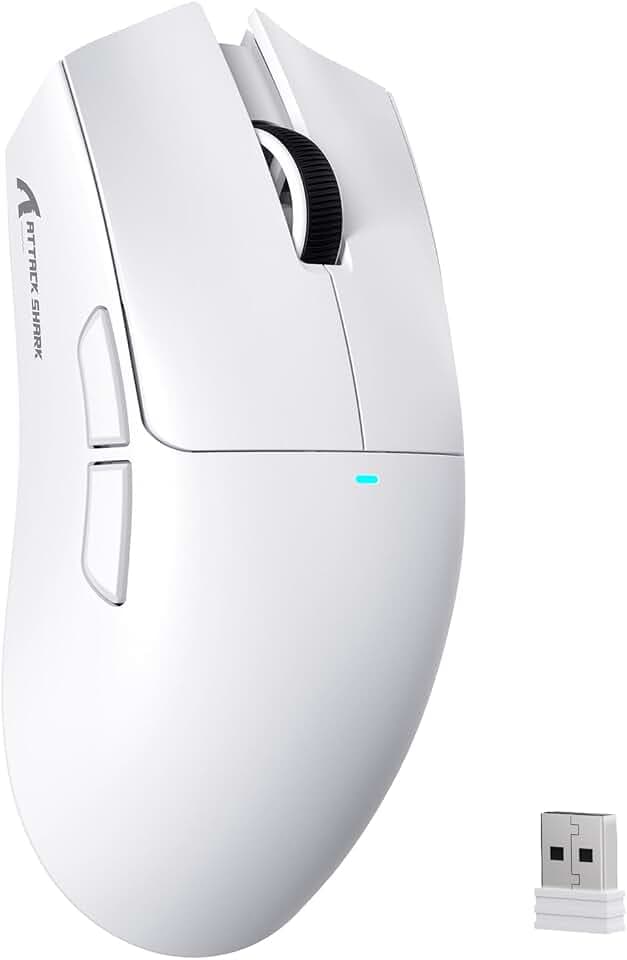 ATTACK SHARK X11SE Souris de Jeu sans Fil, Ultra-légère, 63g, avec Capteur PixArt PAW3311, 22000 PPP, Trimode BT/2,4GHz/Filaire, 1000 Hz, Batterie 300 mAh, Double Pilote, pour PC/Mac (Blanche)